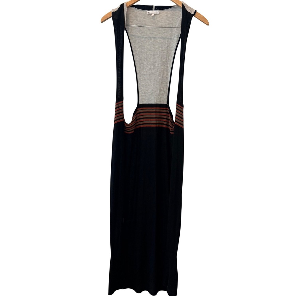 Cotton On Fine Knitwear Lagenlook Black Grey Striped Racerback Maxi Sweater Vest
